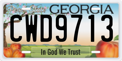 GA license plate CWD9713