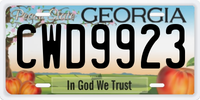 GA license plate CWD9923