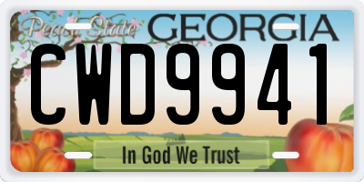 GA license plate CWD9941