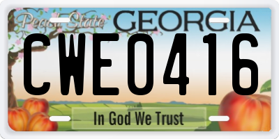 GA license plate CWE0416