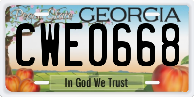GA license plate CWE0668