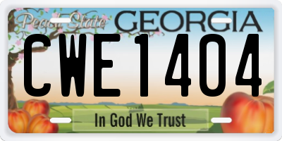 GA license plate CWE1404