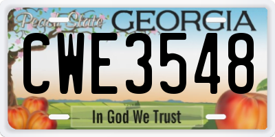 GA license plate CWE3548