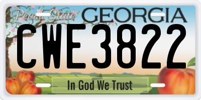 GA license plate CWE3822