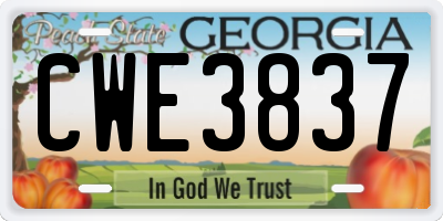 GA license plate CWE3837