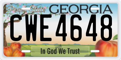 GA license plate CWE4648