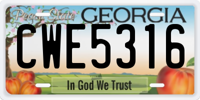 GA license plate CWE5316