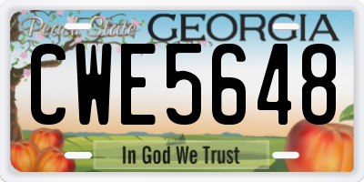 GA license plate CWE5648