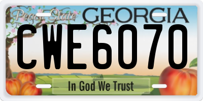 GA license plate CWE6070