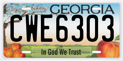 GA license plate CWE6303