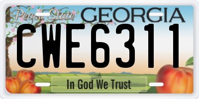 GA license plate CWE6311