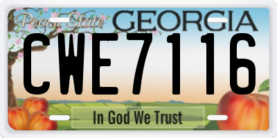 GA license plate CWE7116