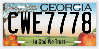 GA license plate CWE7778