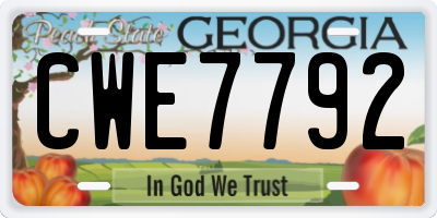 GA license plate CWE7792