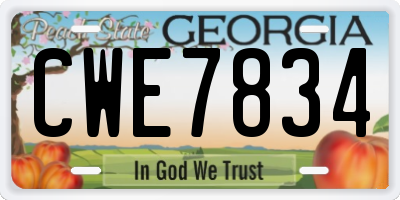 GA license plate CWE7834