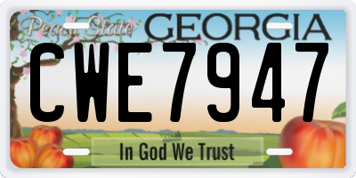 GA license plate CWE7947