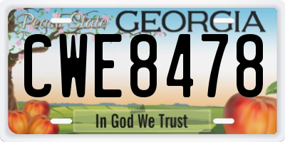 GA license plate CWE8478