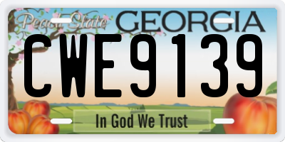 GA license plate CWE9139