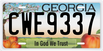 GA license plate CWE9337