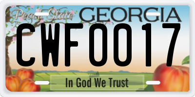 GA license plate CWF0017