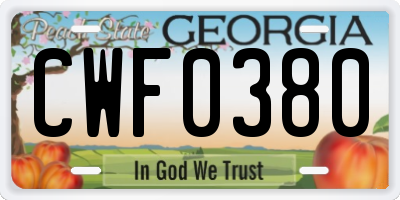 GA license plate CWF0380
