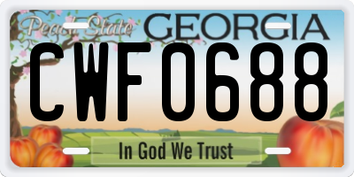 GA license plate CWF0688