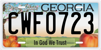 GA license plate CWF0723
