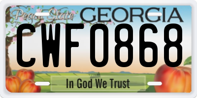GA license plate CWF0868