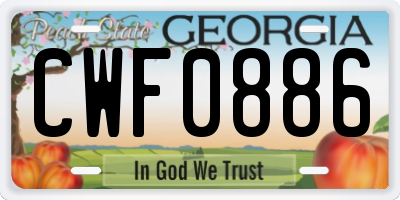 GA license plate CWF0886