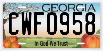 GA license plate CWF0958