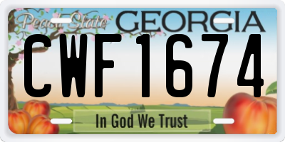 GA license plate CWF1674