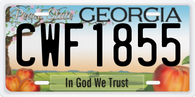 GA license plate CWF1855