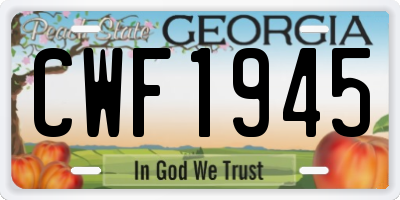 GA license plate CWF1945