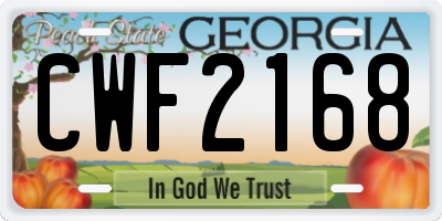 GA license plate CWF2168