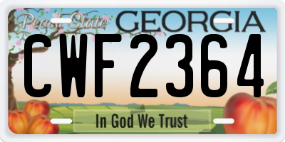 GA license plate CWF2364