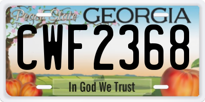 GA license plate CWF2368