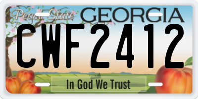 GA license plate CWF2412