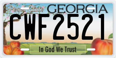 GA license plate CWF2521