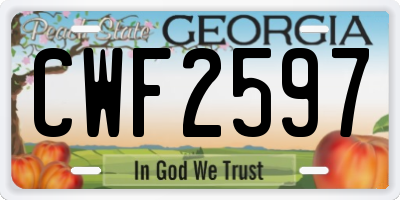 GA license plate CWF2597