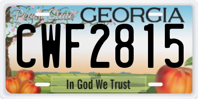 GA license plate CWF2815