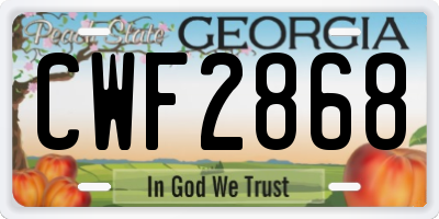 GA license plate CWF2868
