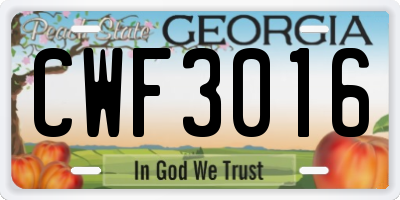 GA license plate CWF3016
