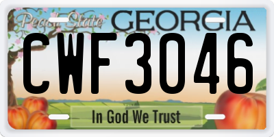 GA license plate CWF3046