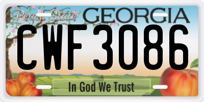 GA license plate CWF3086