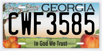 GA license plate CWF3585