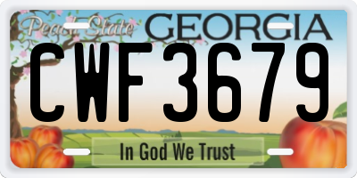 GA license plate CWF3679