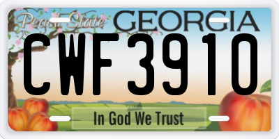 GA license plate CWF3910