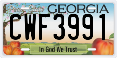 GA license plate CWF3991