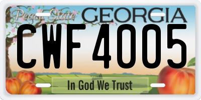 GA license plate CWF4005
