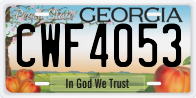 GA license plate CWF4053
